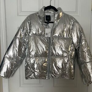 Forever 21 Silver Puffer Jacket
